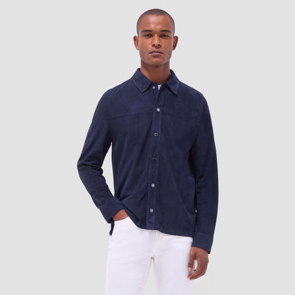 Bugatchi Perforated Suede Shirt Jacket Navy