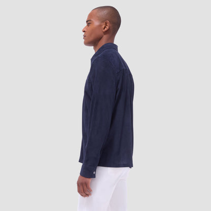 Bugatchi Perforated Suede Shirt Jacket Navy
