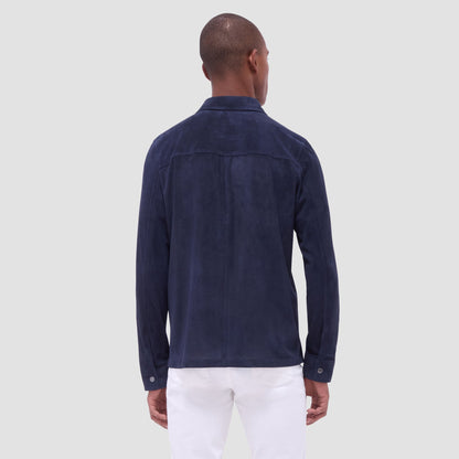 Bugatchi Perforated Suede Shirt Jacket Navy