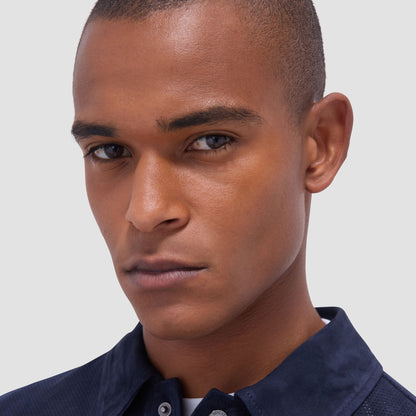 Bugatchi Perforated Suede Shirt Jacket Navy