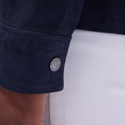 Bugatchi Perforated Suede Shirt Jacket Navy