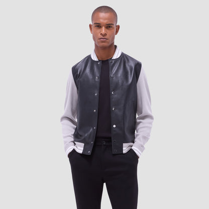 Bugatchi Varsity Hybrid Bomber Jacket Black