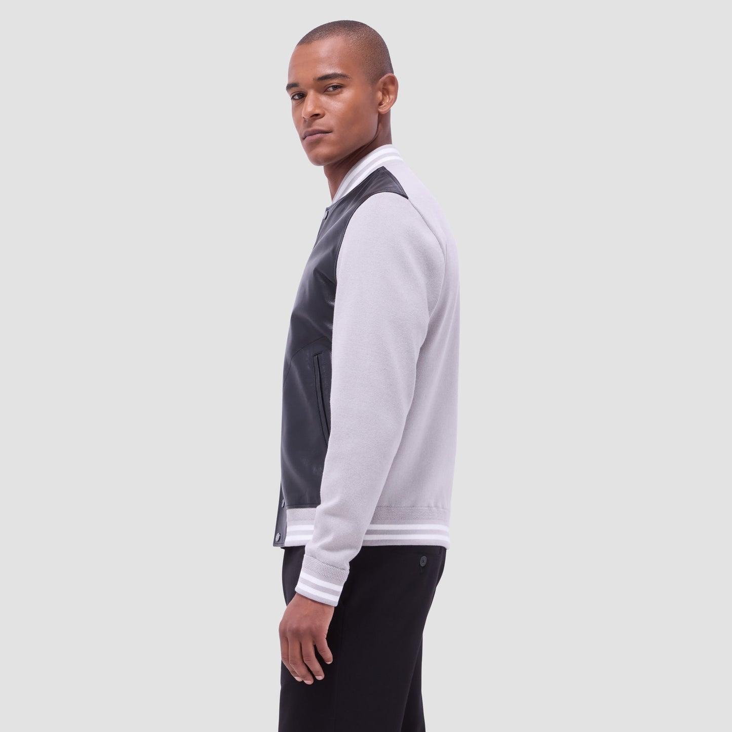 Bugatchi Varsity Hybrid Bomber Jacket Black