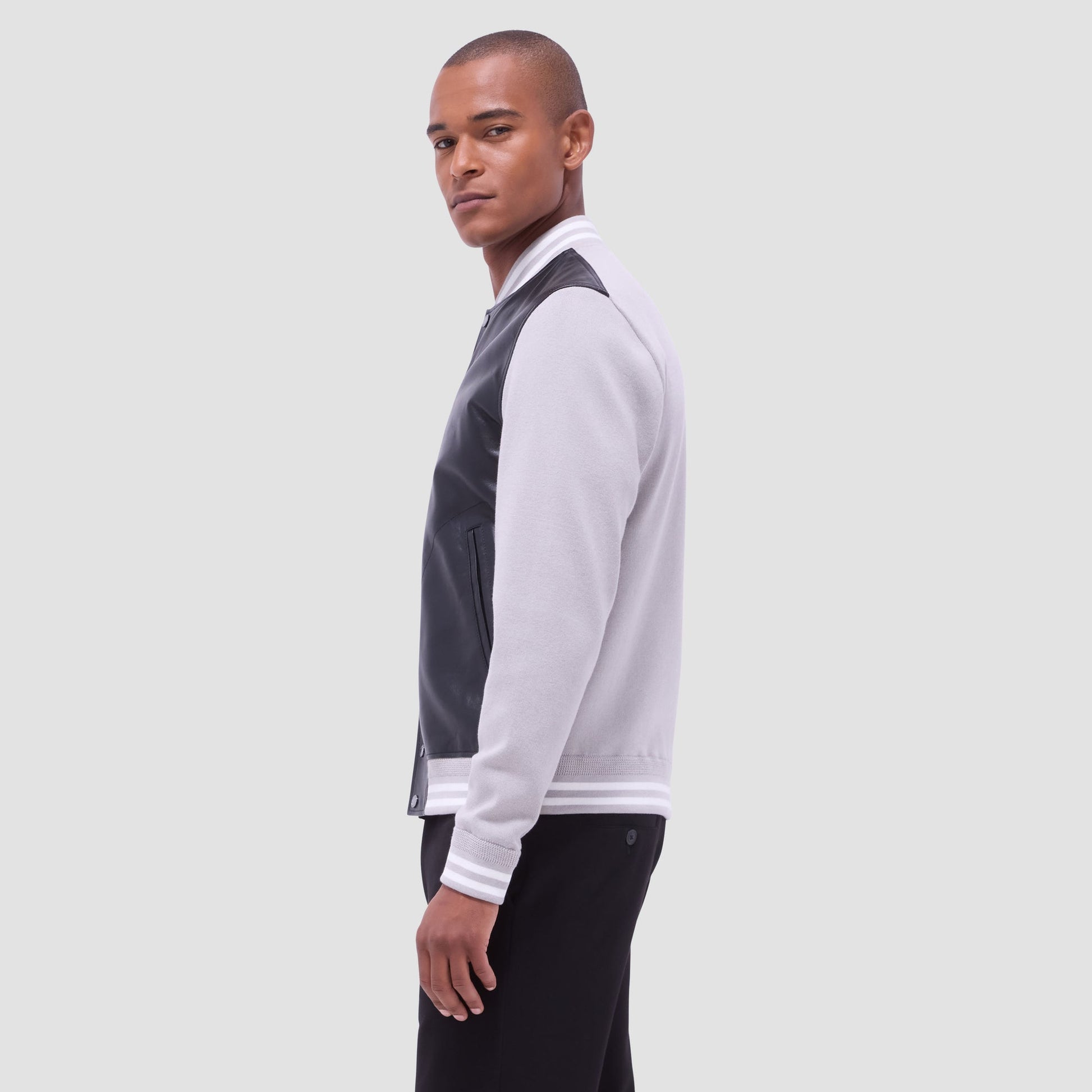 Bugatchi Varsity Hybrid Bomber Jacket Black
