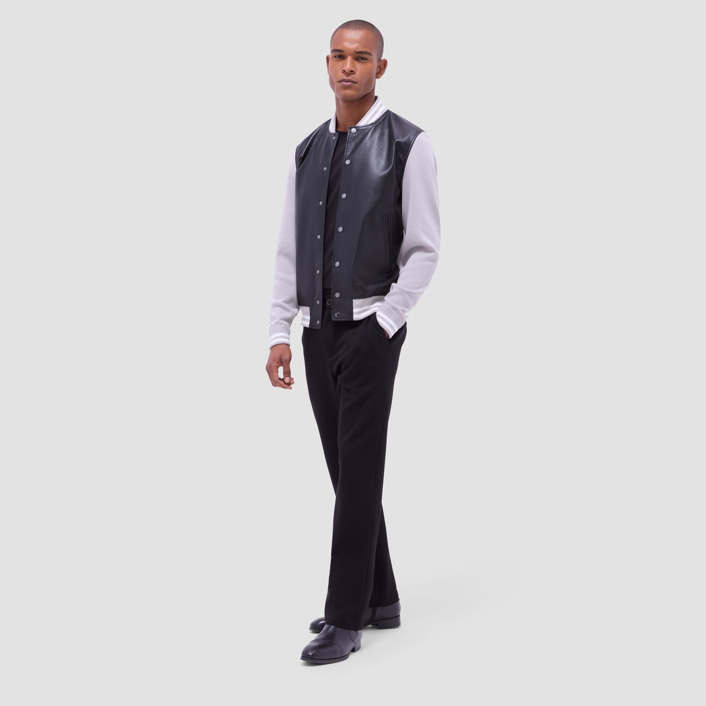 Bugatchi Varsity Hybrid Bomber Jacket Black