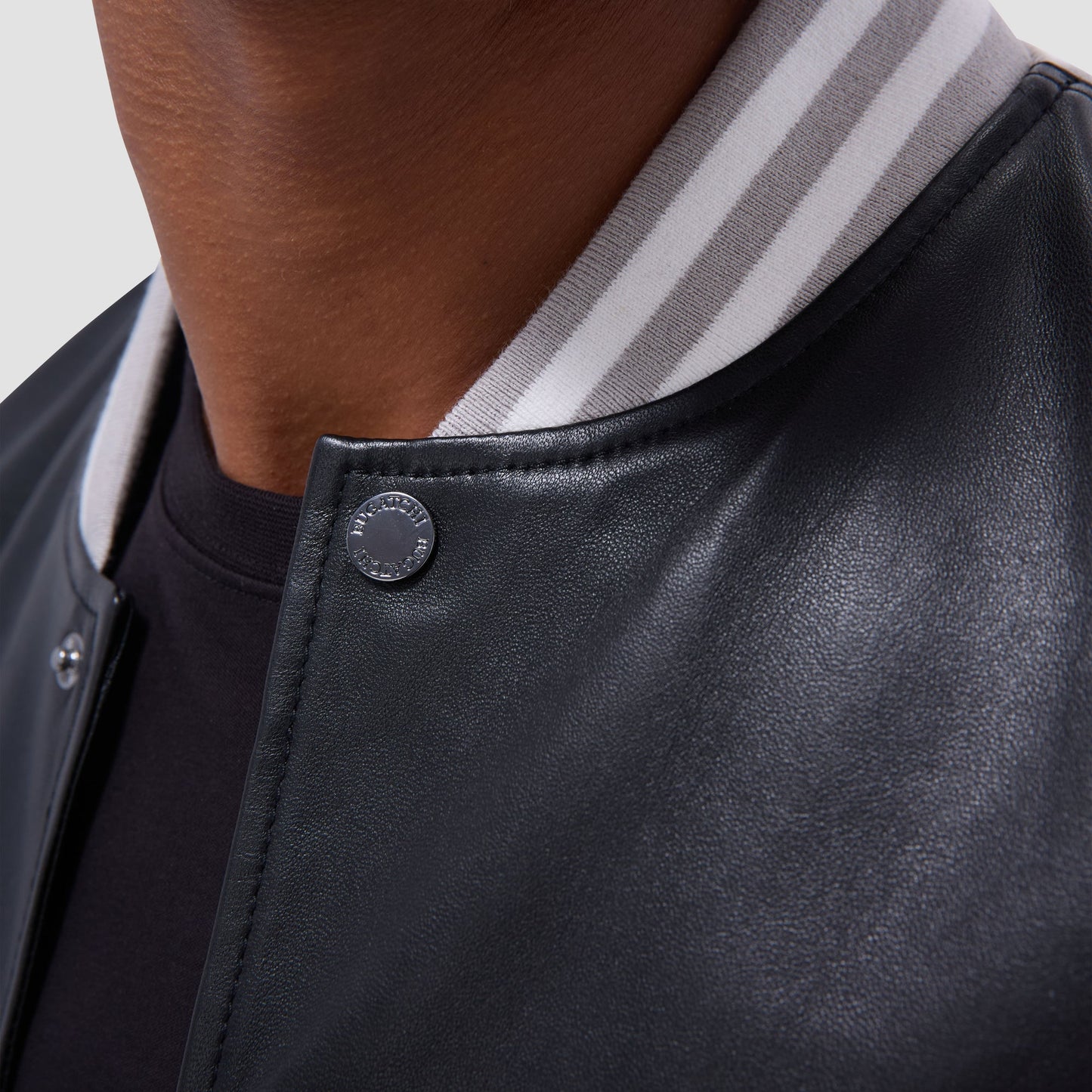 Bugatchi Varsity Hybrid Bomber Jacket Black