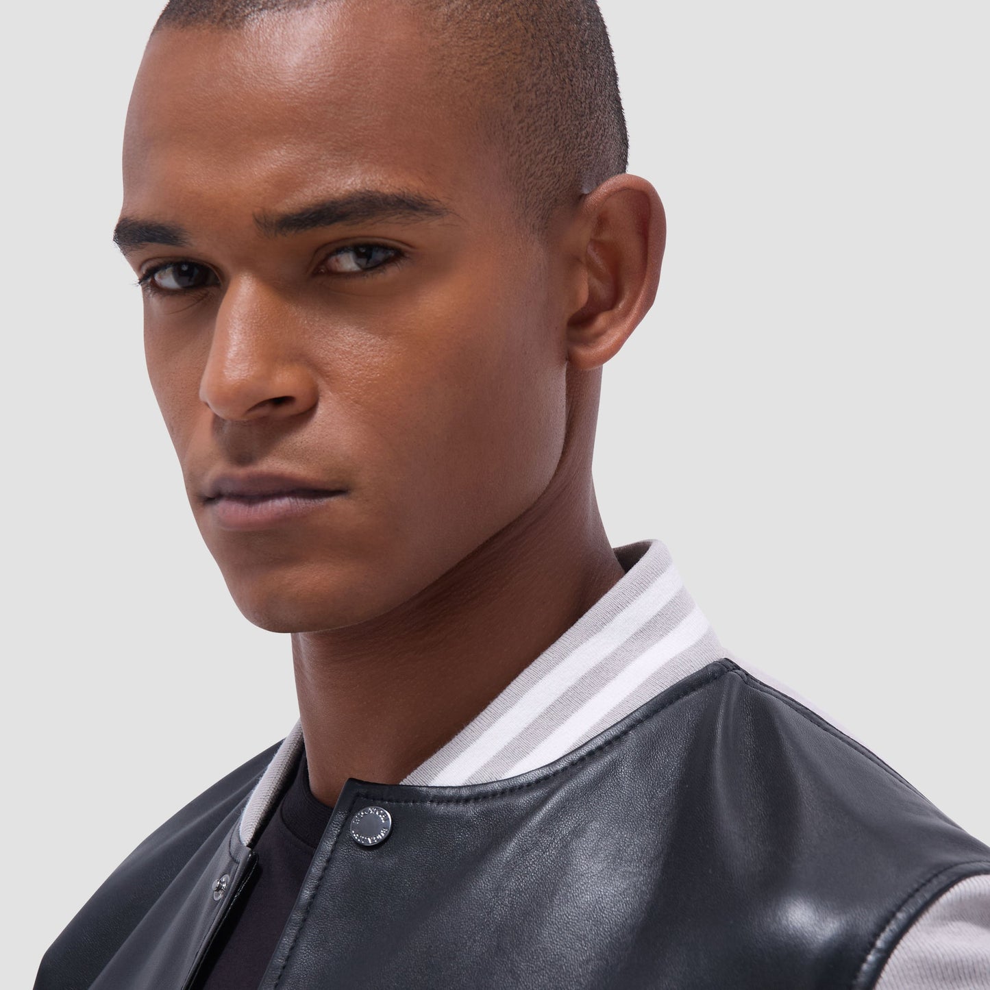 Bugatchi Varsity Hybrid Bomber Jacket Black