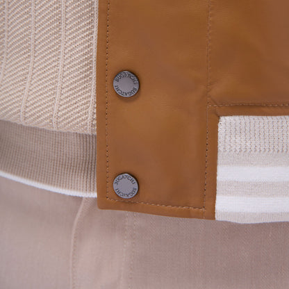 Bugatchi Varsity Hybrid Bomber Jacket Tan