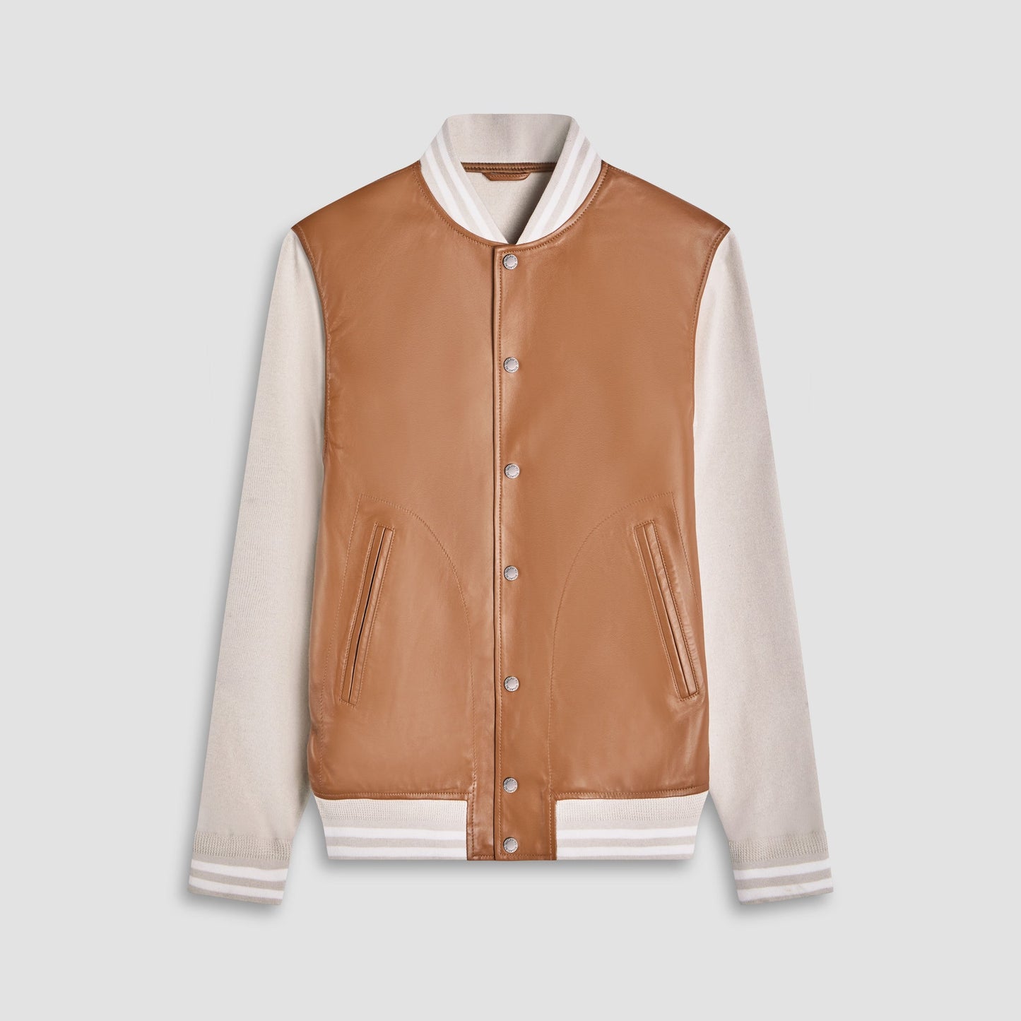 Bugatchi Varsity Hybrid Bomber Jacket Tan