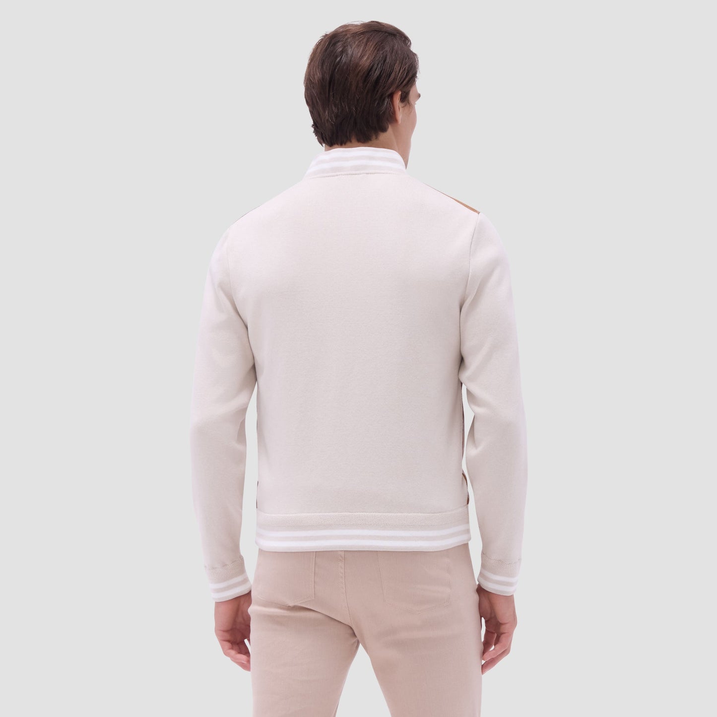 Bugatchi Varsity Hybrid Bomber Jacket Tan