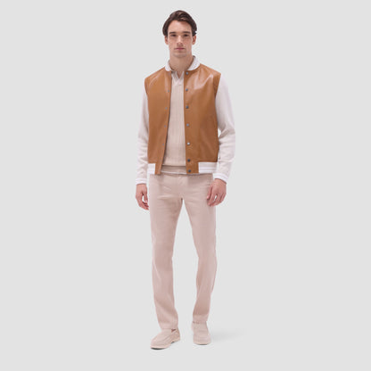 Bugatchi Varsity Hybrid Bomber Jacket Tan