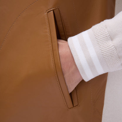 Bugatchi Varsity Hybrid Bomber Jacket Tan