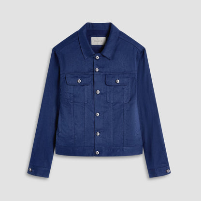 Bugatchi Linen-Cotton Trucker Jacket Navy