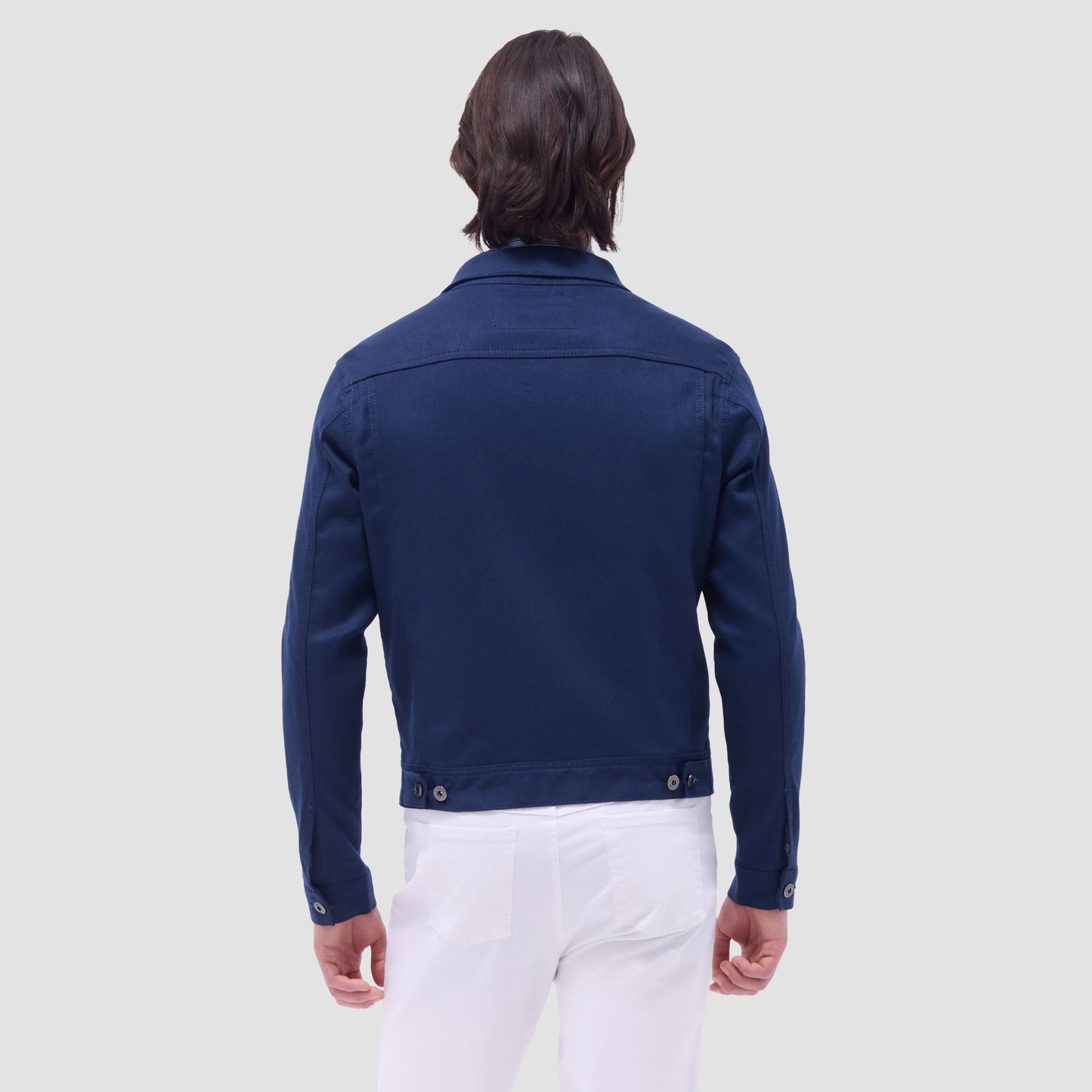 Bugatchi Linen-Cotton Trucker Jacket Navy
