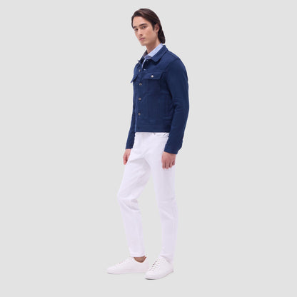 Bugatchi Linen-Cotton Trucker Jacket Navy