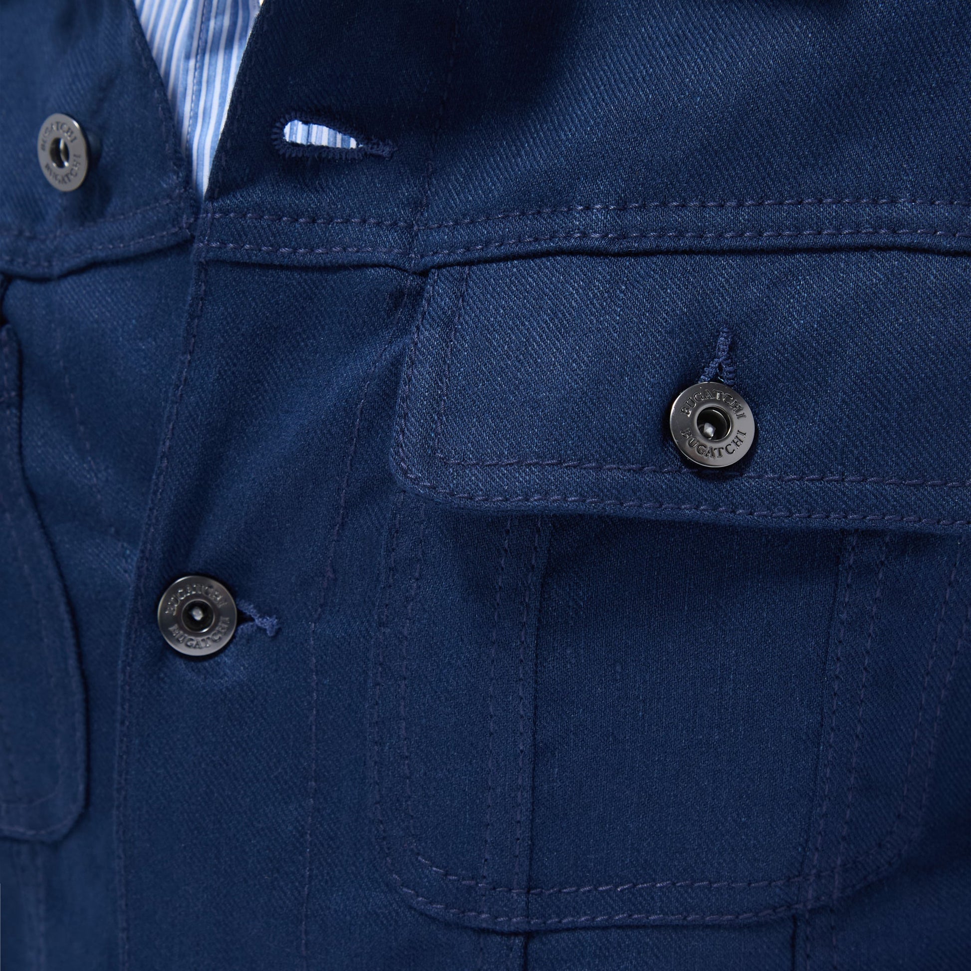 Bugatchi Linen-Cotton Trucker Jacket Navy