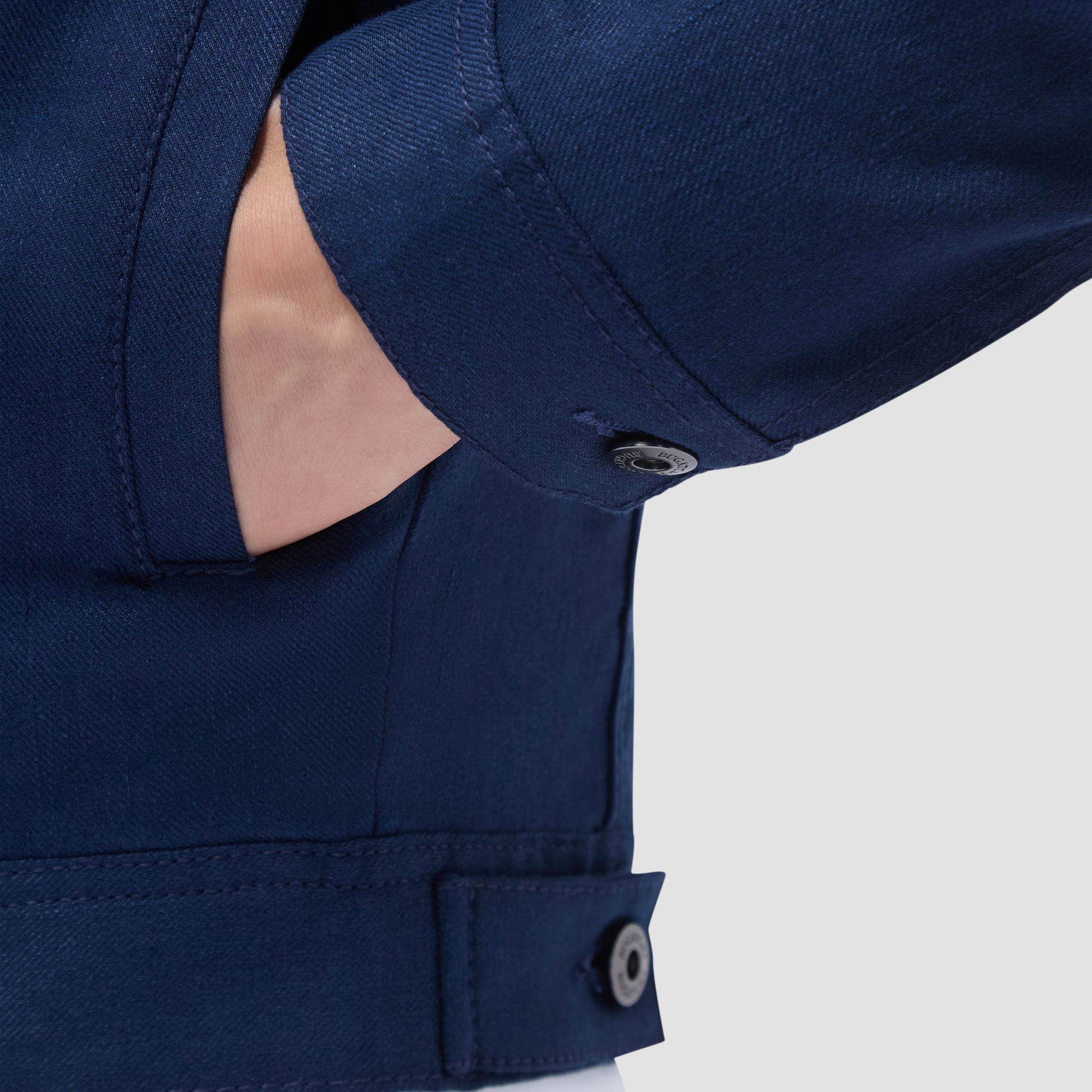 Bugatchi Linen-Cotton Trucker Jacket Navy