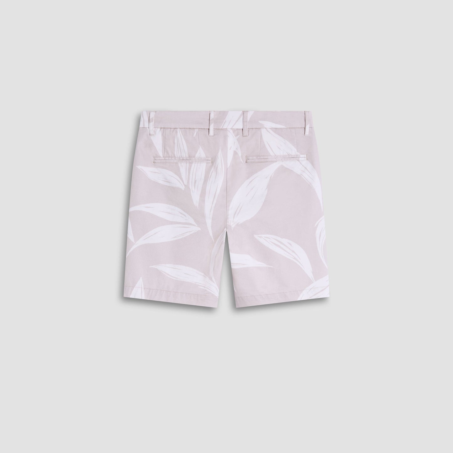 Bugatchi Leaf Print Chino Shorts Almond
