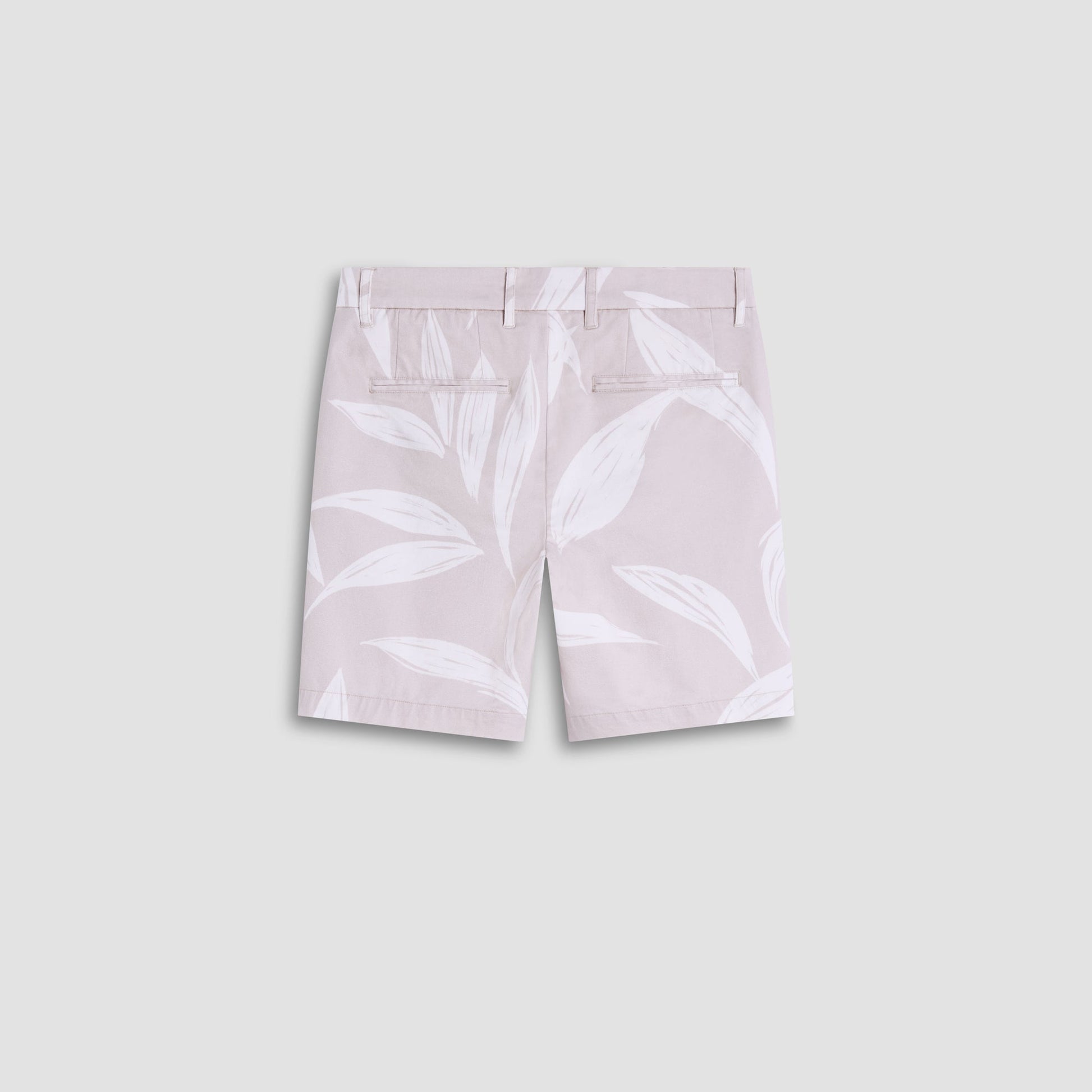 Bugatchi Leaf Print Chino Shorts Almond