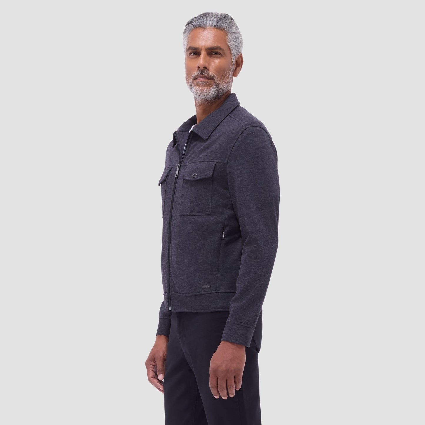 Bugatchi Soft Touch™ Heather Shirt Jacket Black