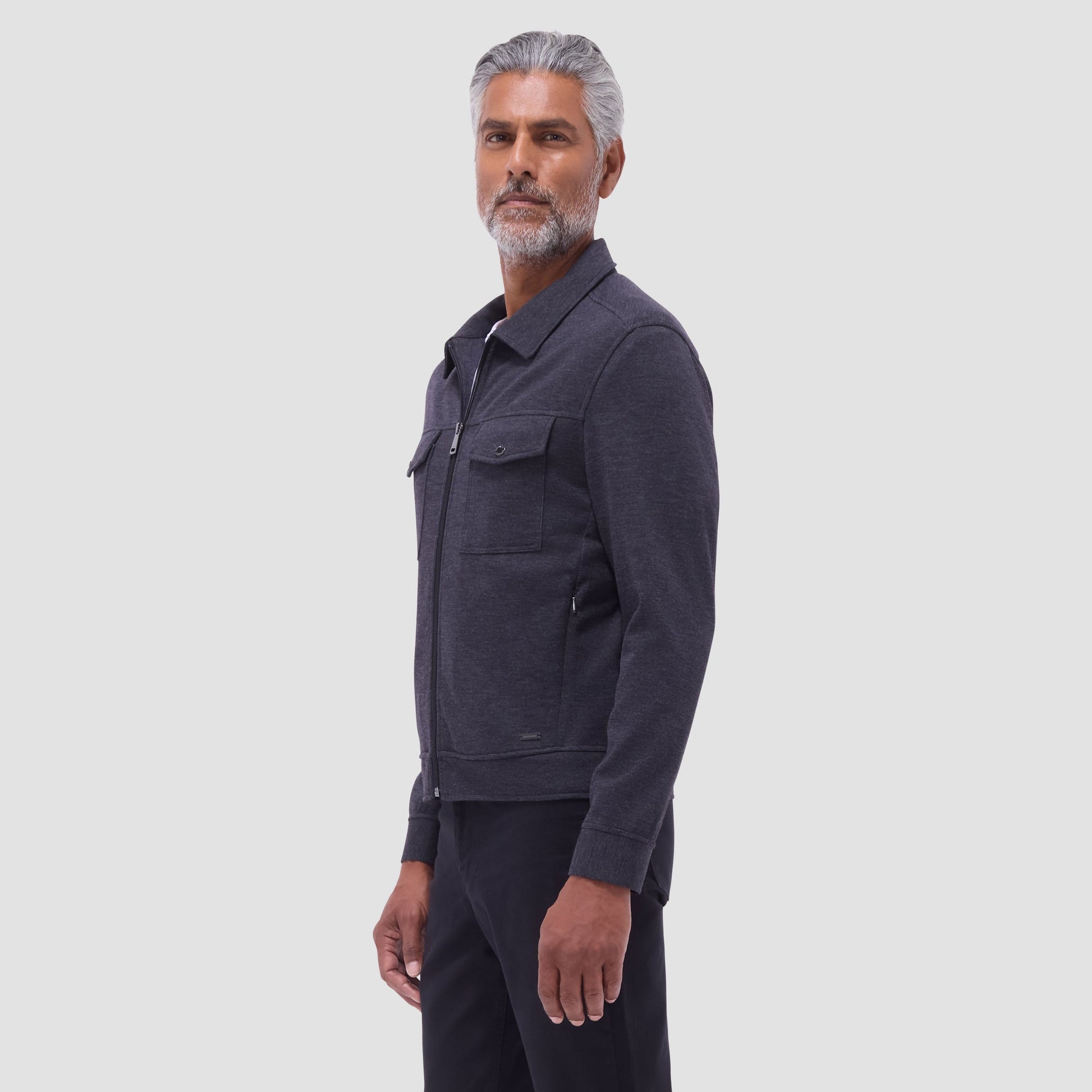 Bugatchi Soft Touch™ Heather Shirt Jacket Black