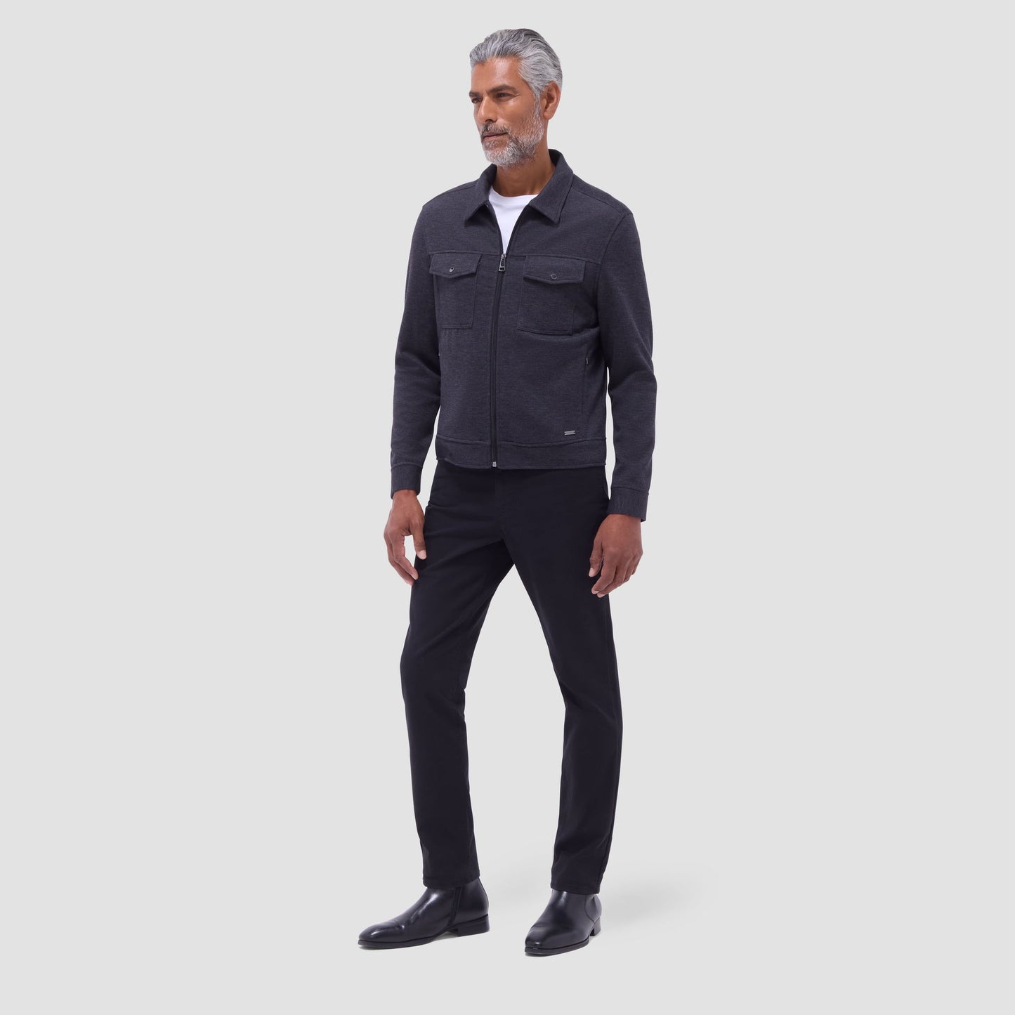 Bugatchi Soft Touch™ Heather Shirt Jacket Black