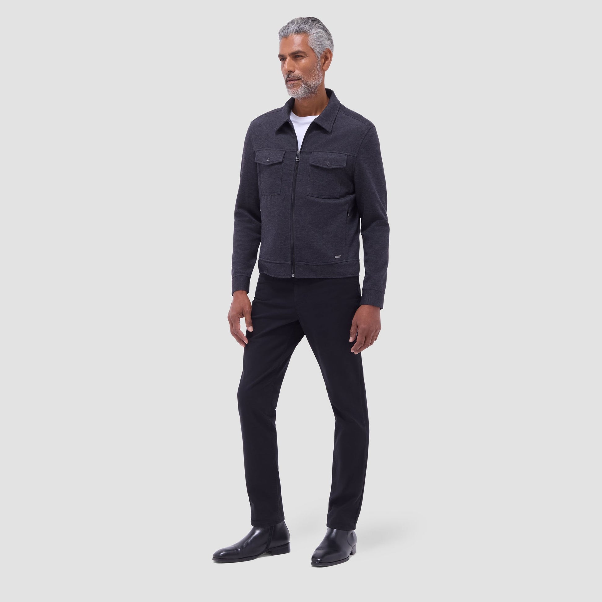 Bugatchi Soft Touch™ Heather Shirt Jacket Black