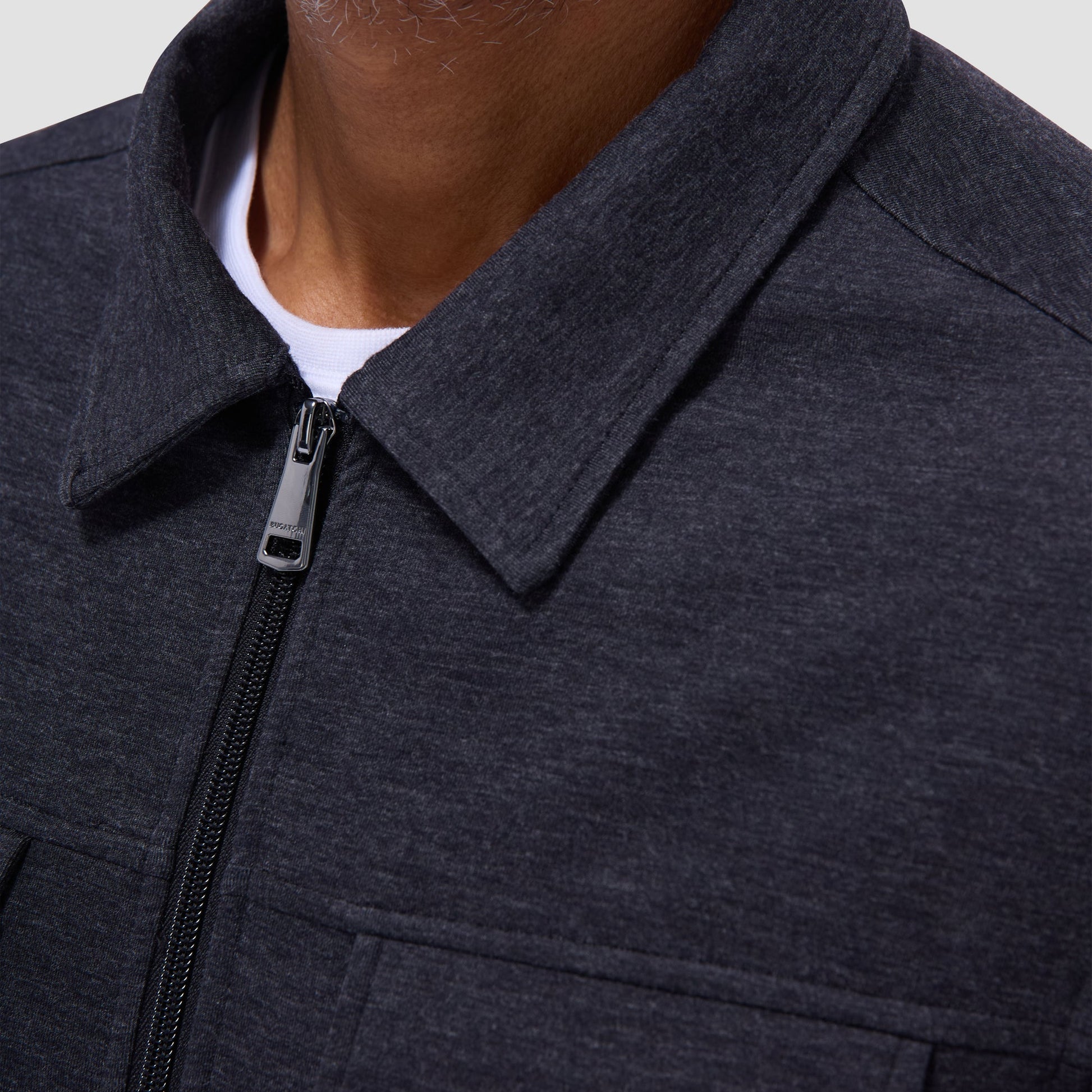 Bugatchi Soft Touch™ Heather Shirt Jacket Black