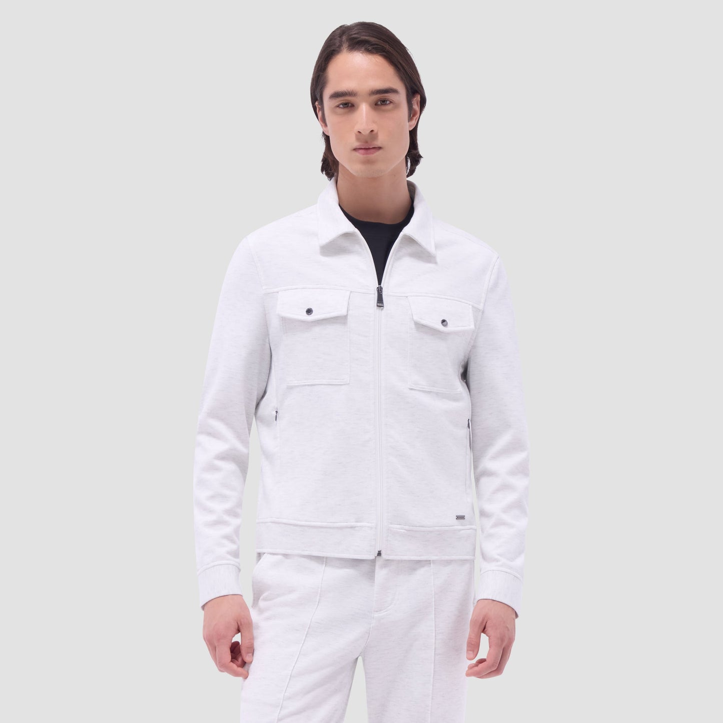 Bugatchi Soft Touch™ Heather Shirt Jacket Chalk