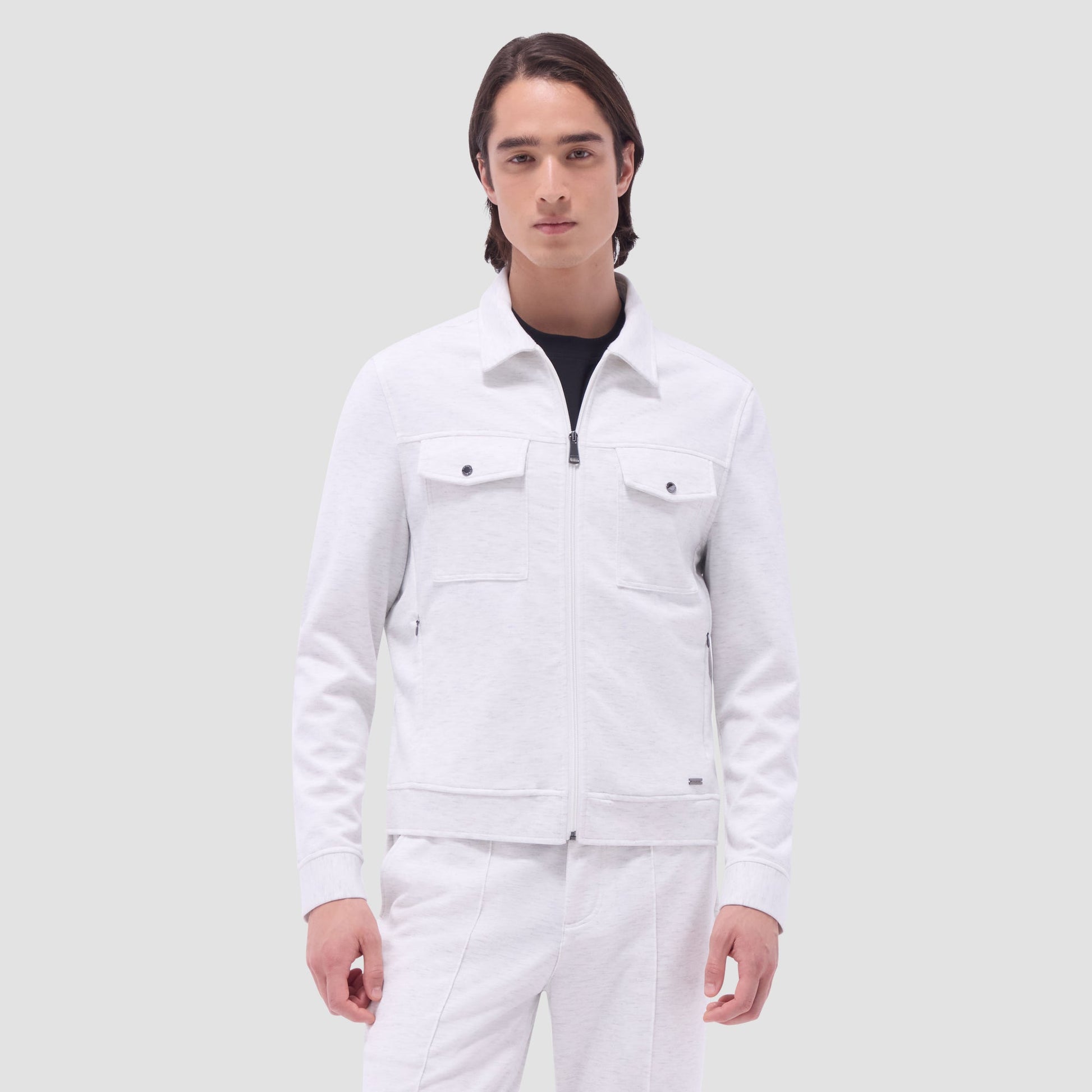 Bugatchi Soft Touch™ Heather Shirt Jacket Chalk