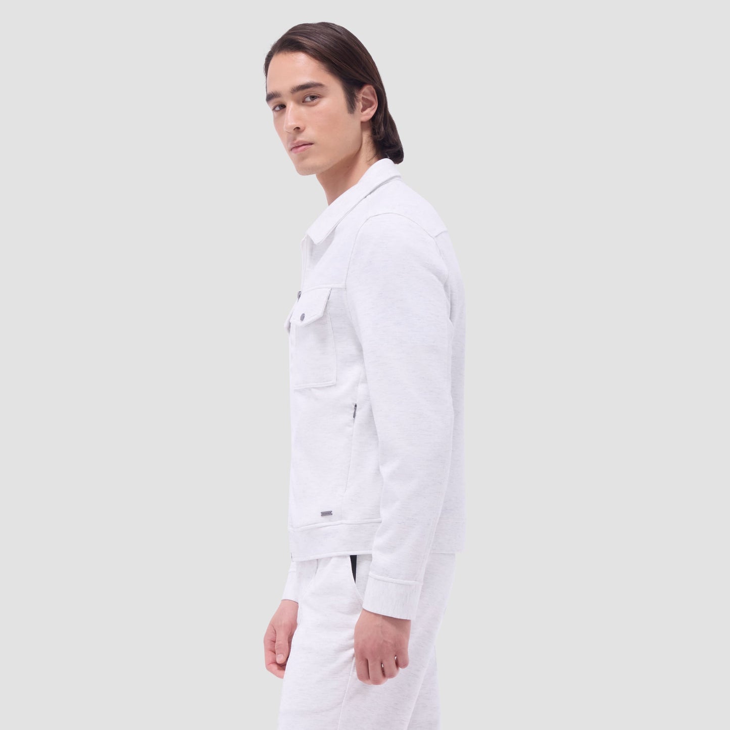 Bugatchi Soft Touch™ Heather Shirt Jacket Chalk
