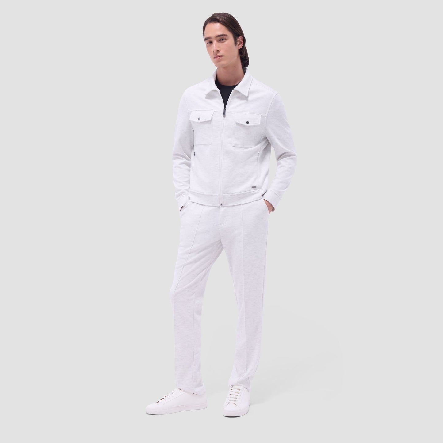 Bugatchi Soft Touch™ Heather Shirt Jacket Chalk