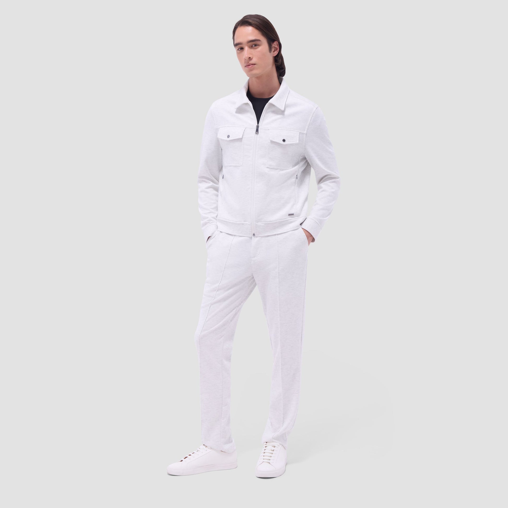 Bugatchi Soft Touch™ Heather Shirt Jacket Chalk