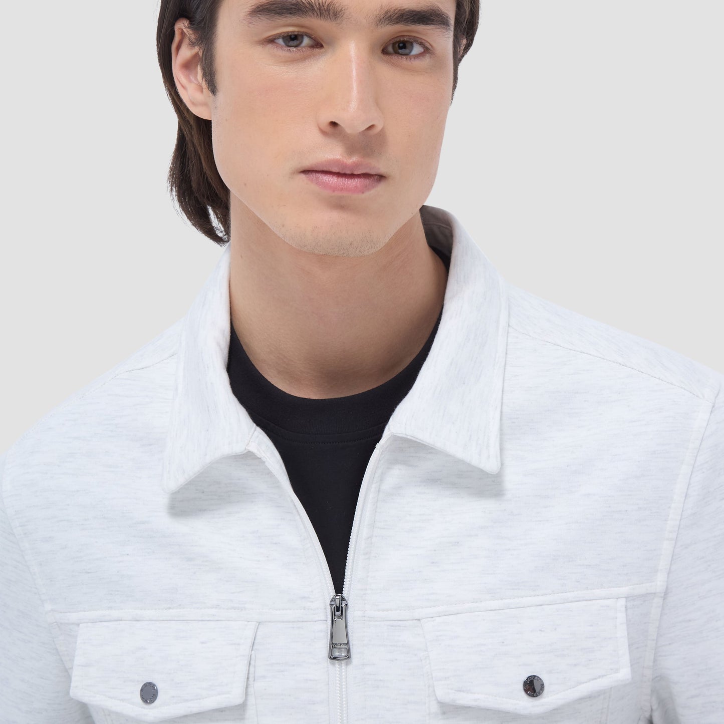 Bugatchi Soft Touch™ Heather Shirt Jacket Chalk