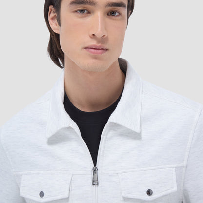 Bugatchi Soft Touch™ Heather Shirt Jacket Chalk
