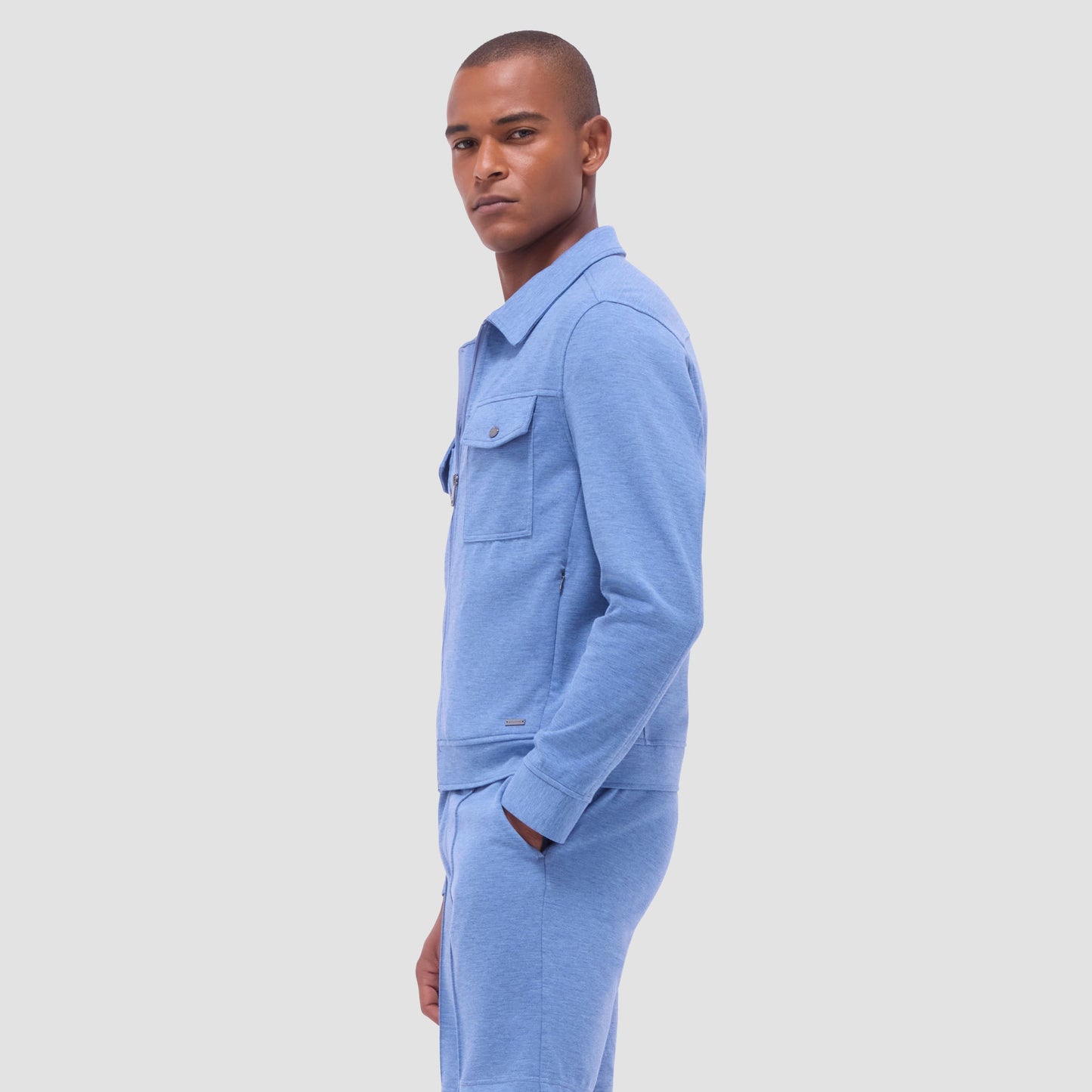 Bugatchi Soft Touch™ Heather Shirt Jacket Cobalt