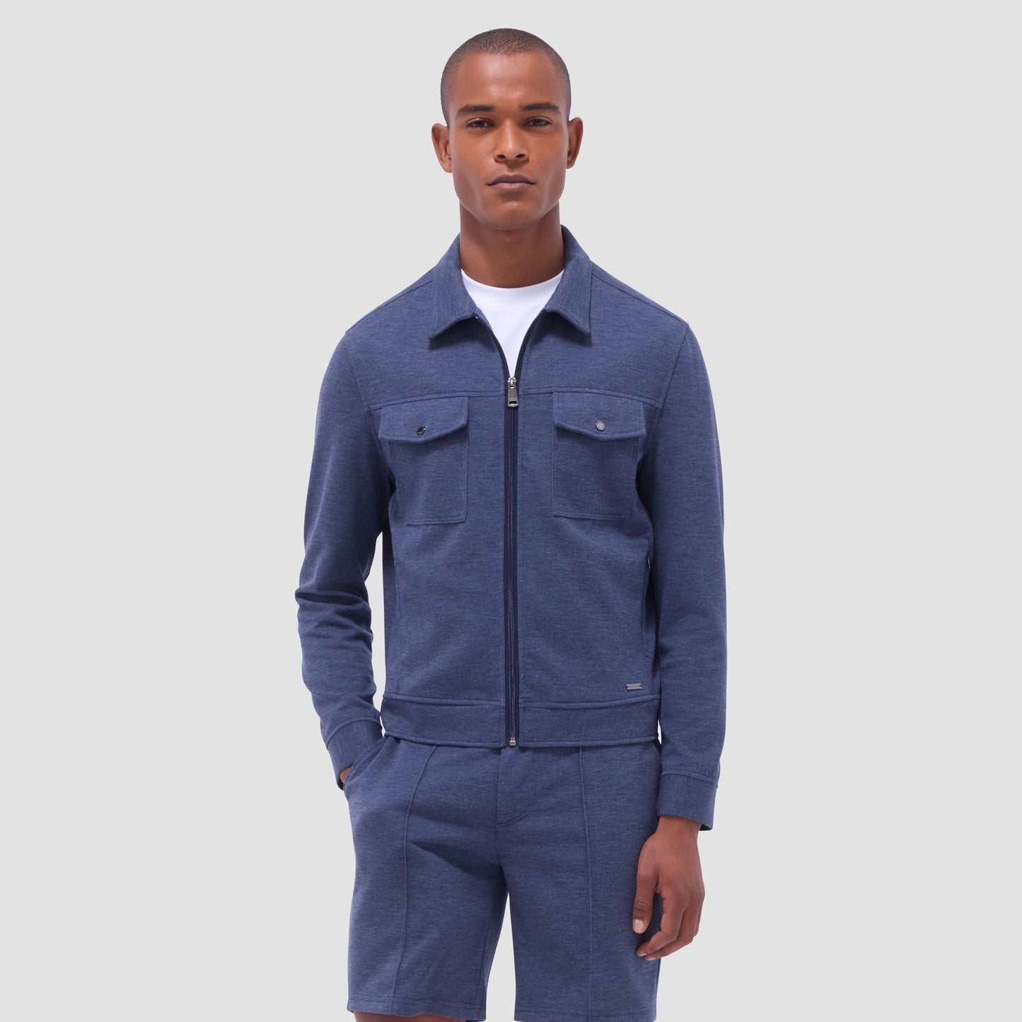 Bugatchi Soft Touch™ Heather Shirt Jacket Navy