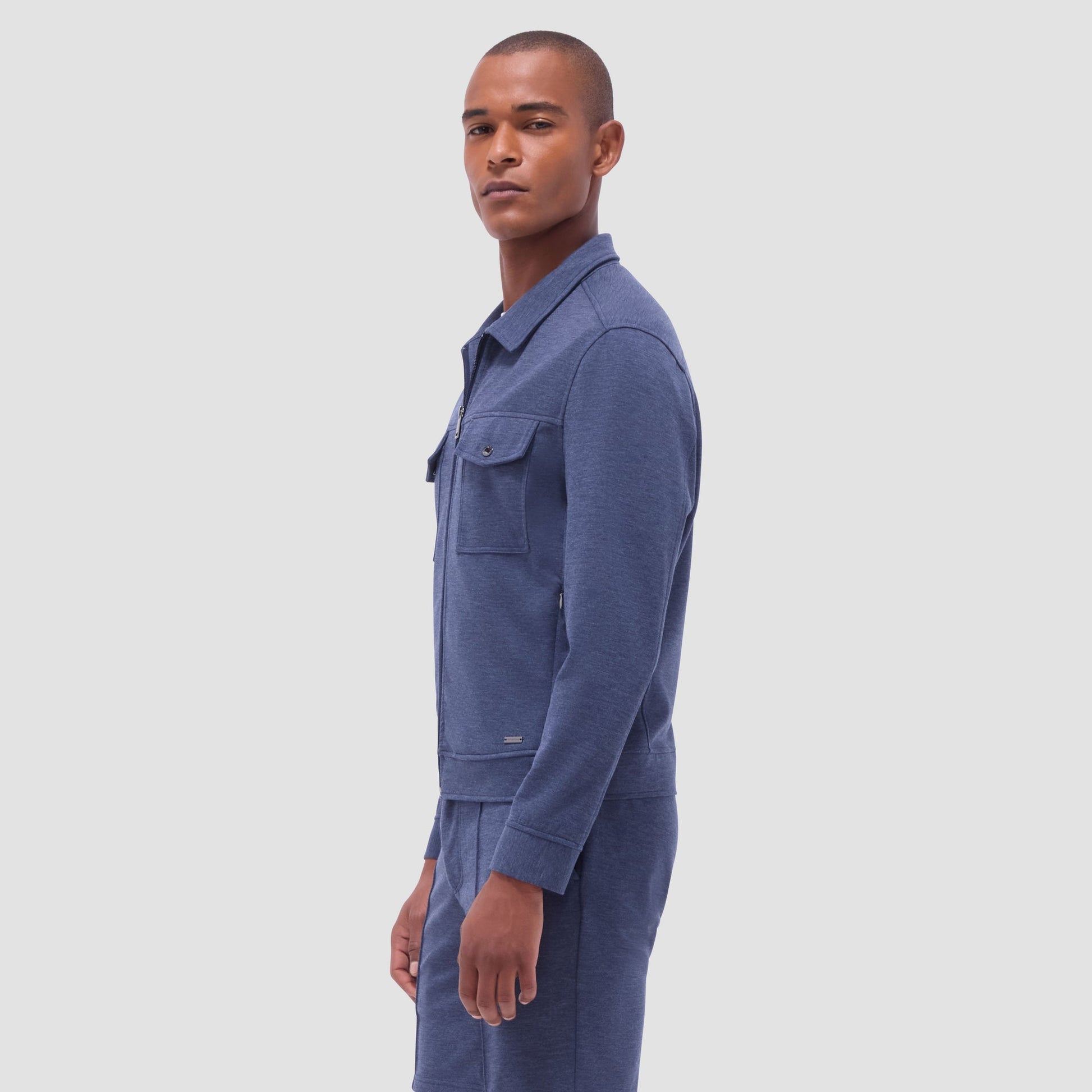 Bugatchi Soft Touch™ Heather Shirt Jacket Navy