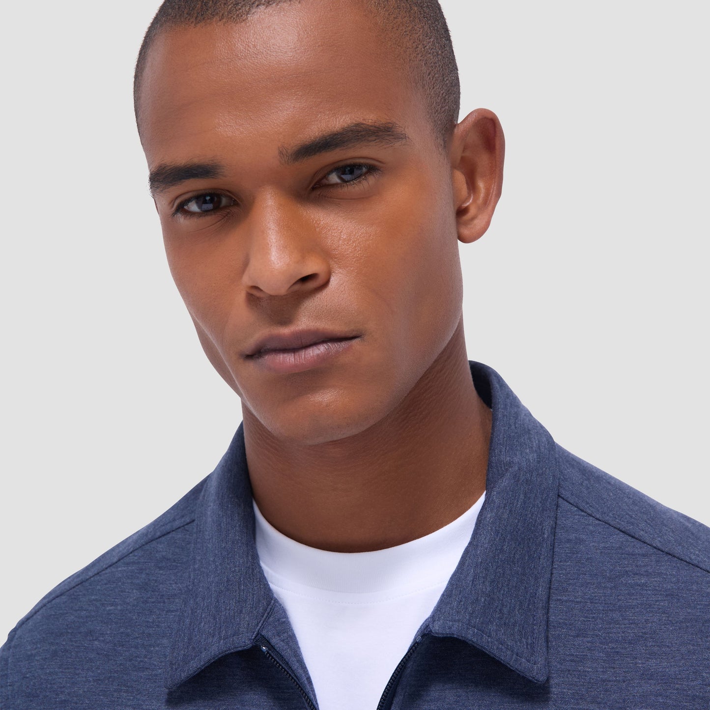 Bugatchi Soft Touch™ Heather Shirt Jacket Navy