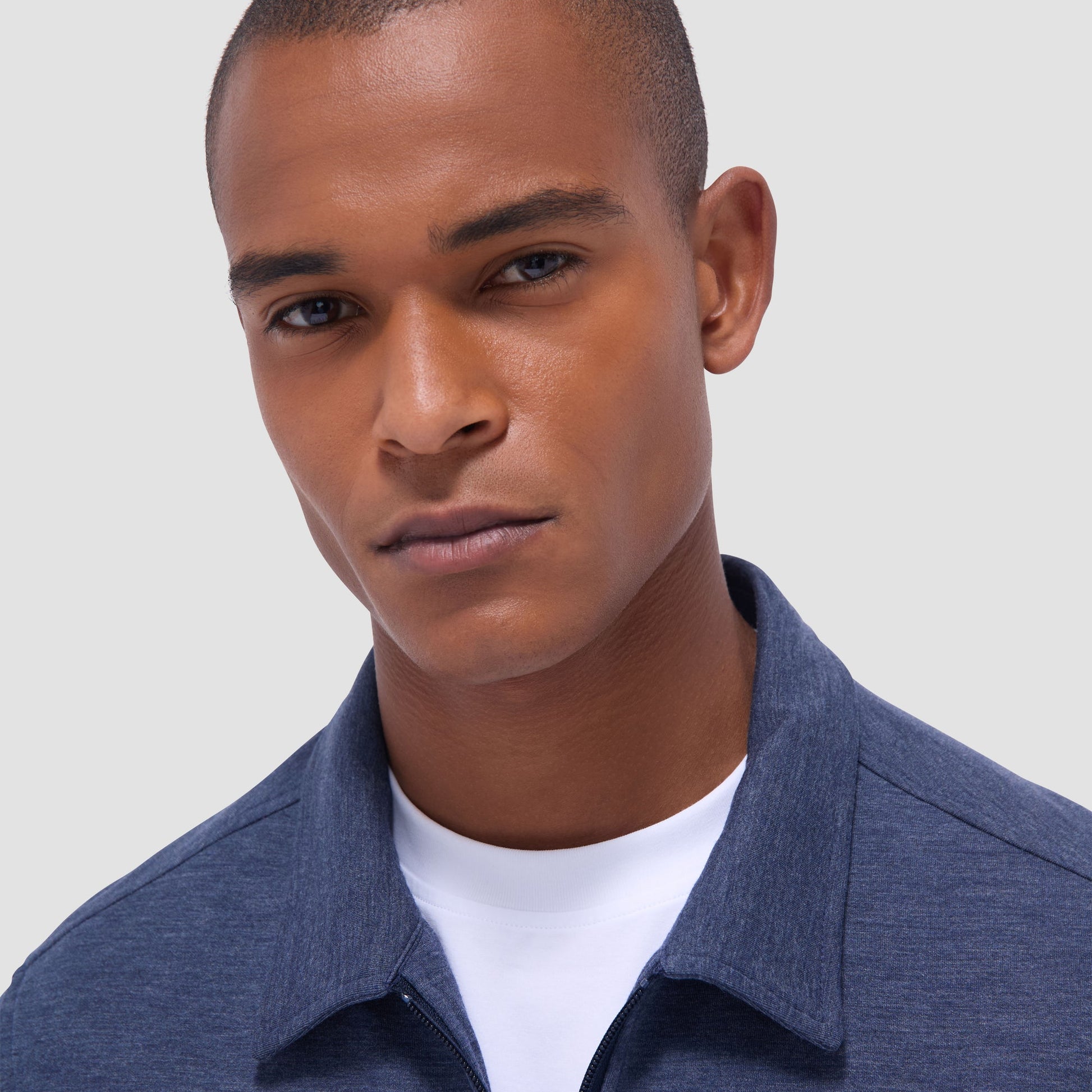 Bugatchi Soft Touch™ Heather Shirt Jacket Navy