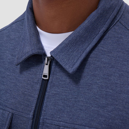 Bugatchi Soft Touch™ Heather Shirt Jacket Navy