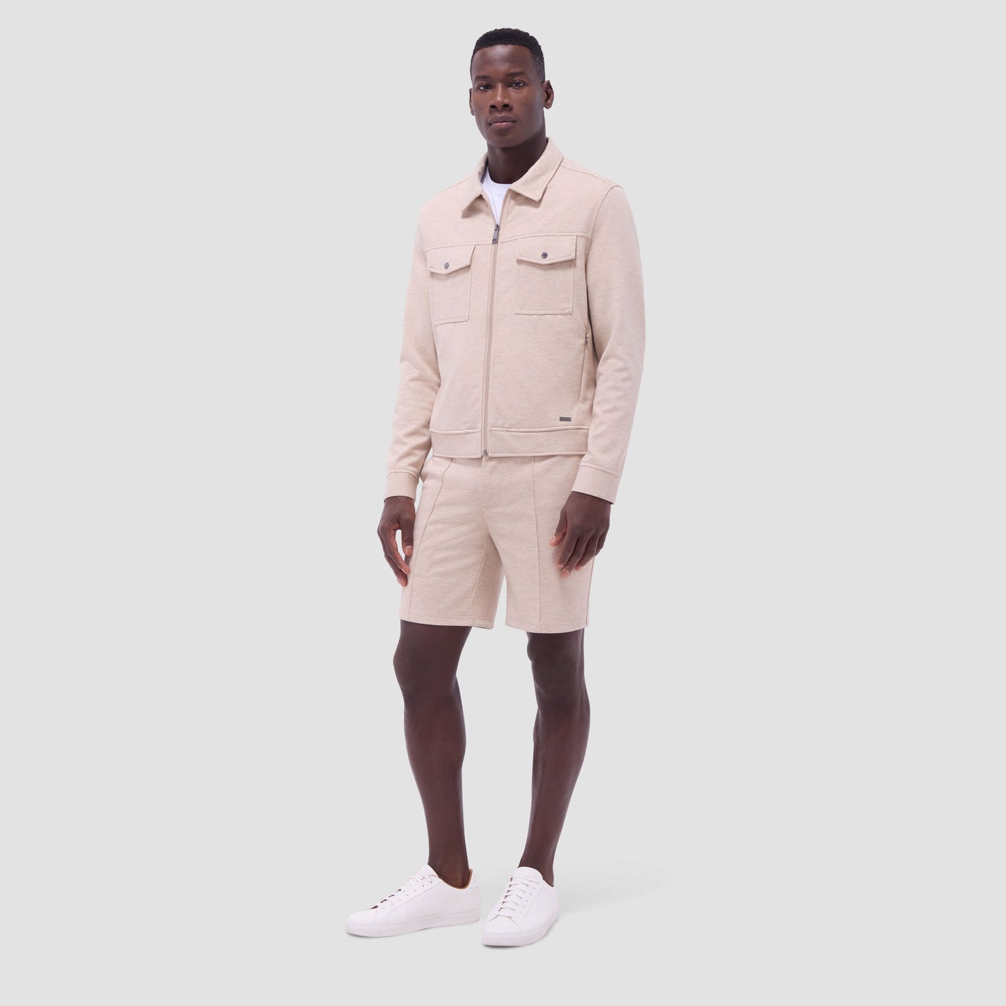 Bugatchi Soft Touch™ Heather Shirt Jacket Sand