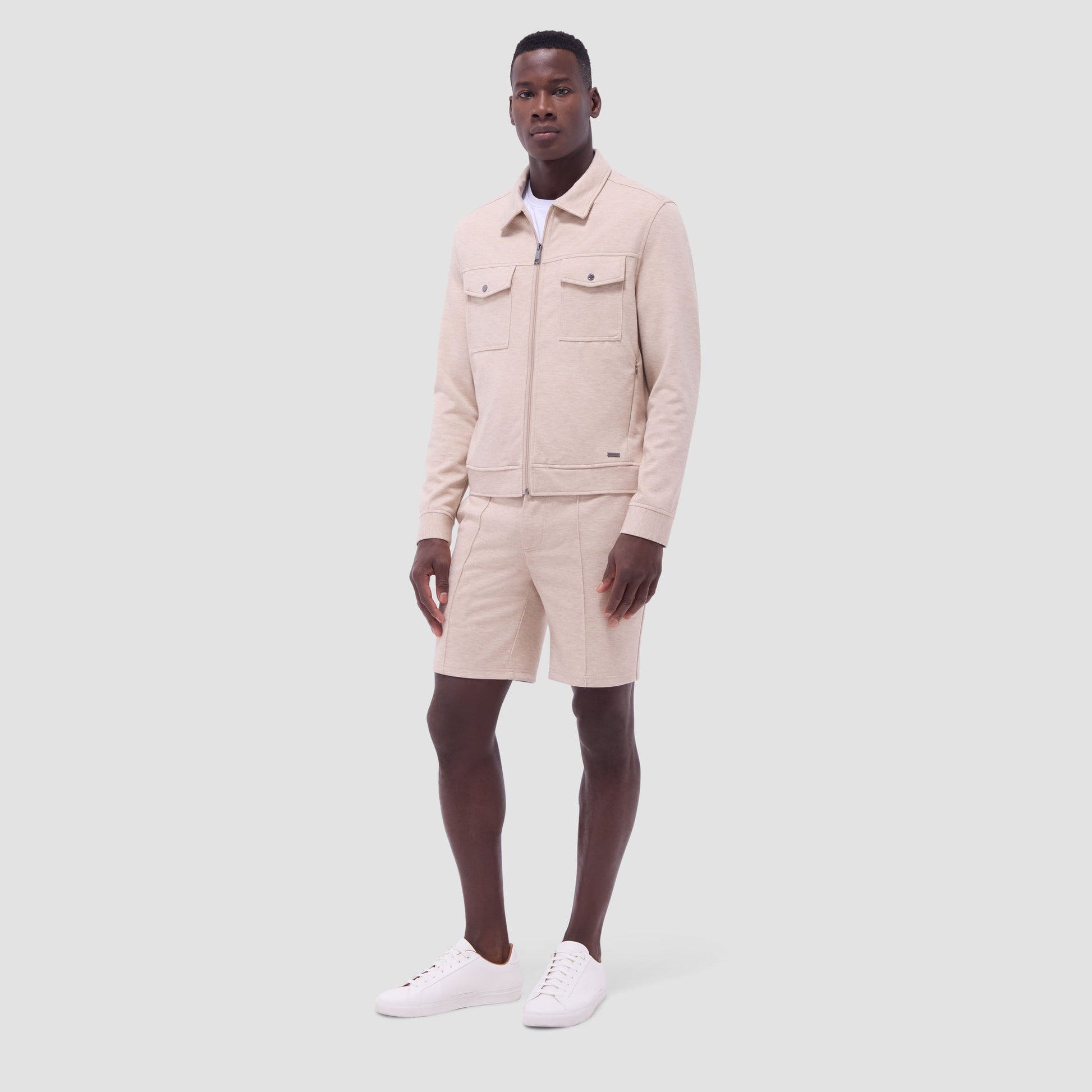 Bugatchi Soft Touch™ Heather Shirt Jacket Sand