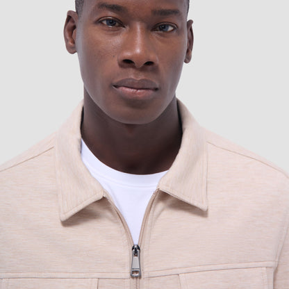 Bugatchi Soft Touch™ Heather Shirt Jacket Sand