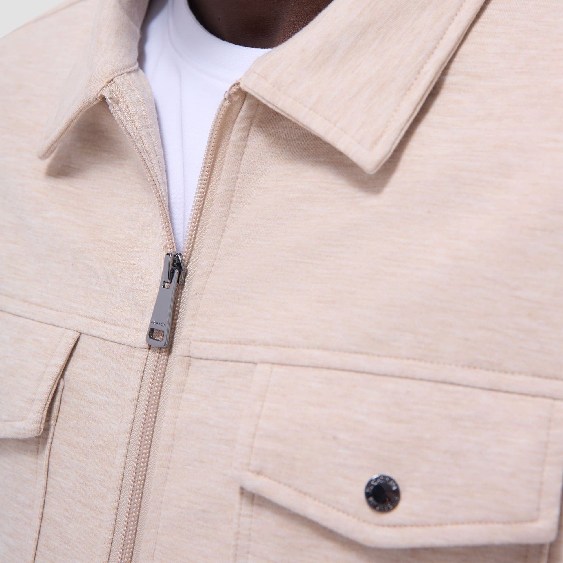 Bugatchi Soft Touch™ Heather Shirt Jacket Sand