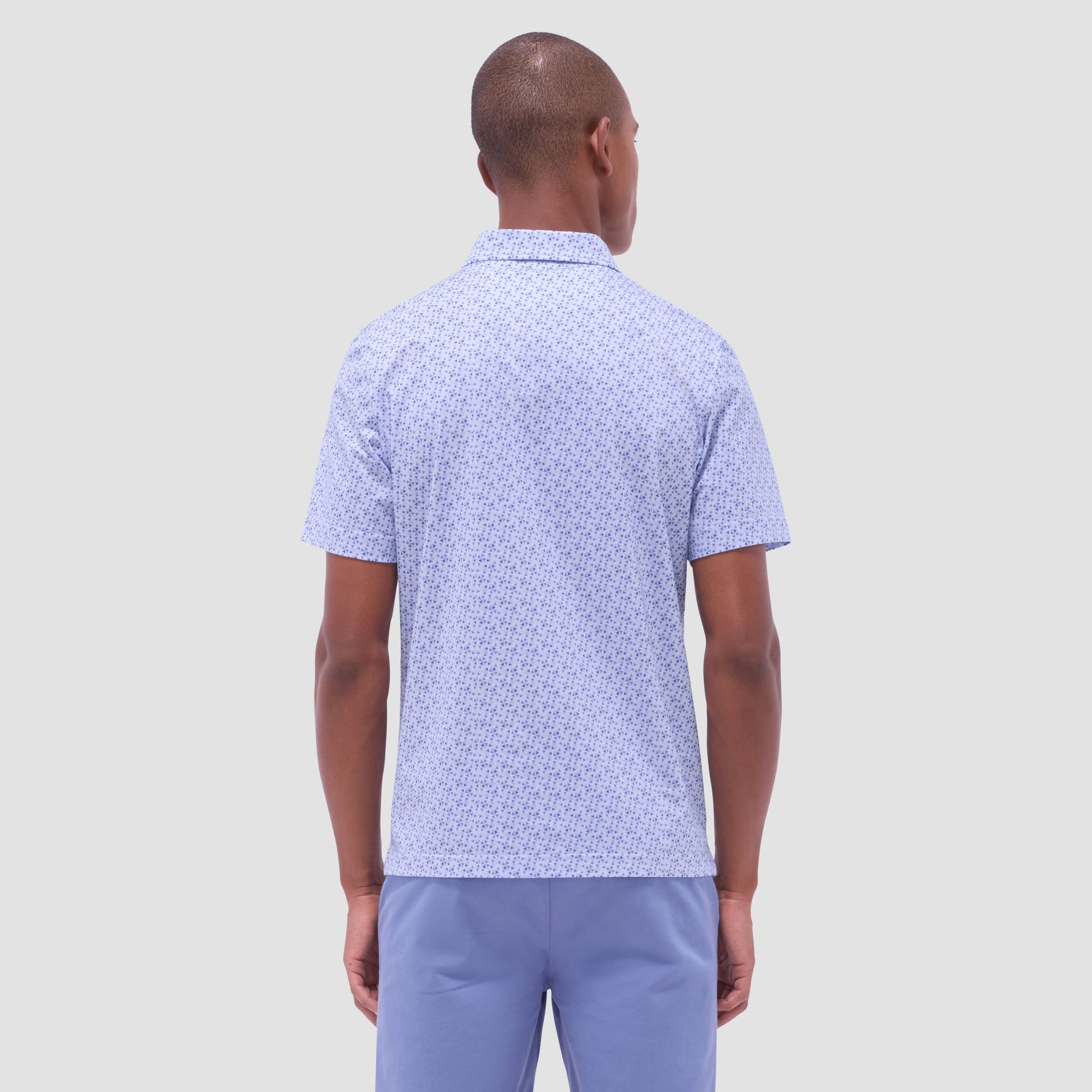 Bugatchi Victor Geometric OoohCotton® Polo Shirt Air Blue