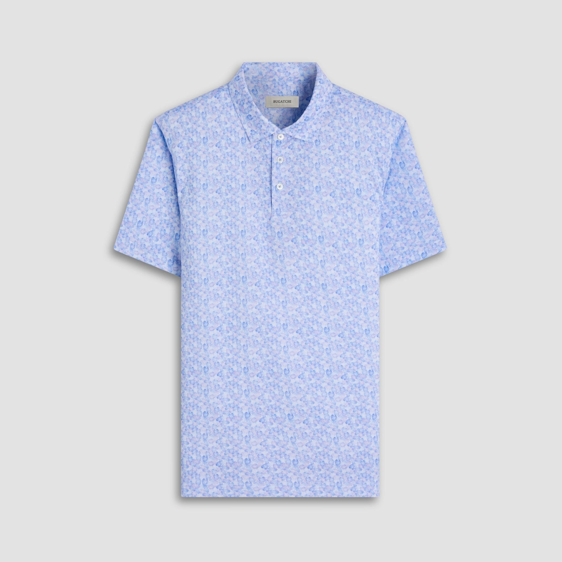Bugatchi Victor Leaf Print OoohCotton® Polo Shirt Ice