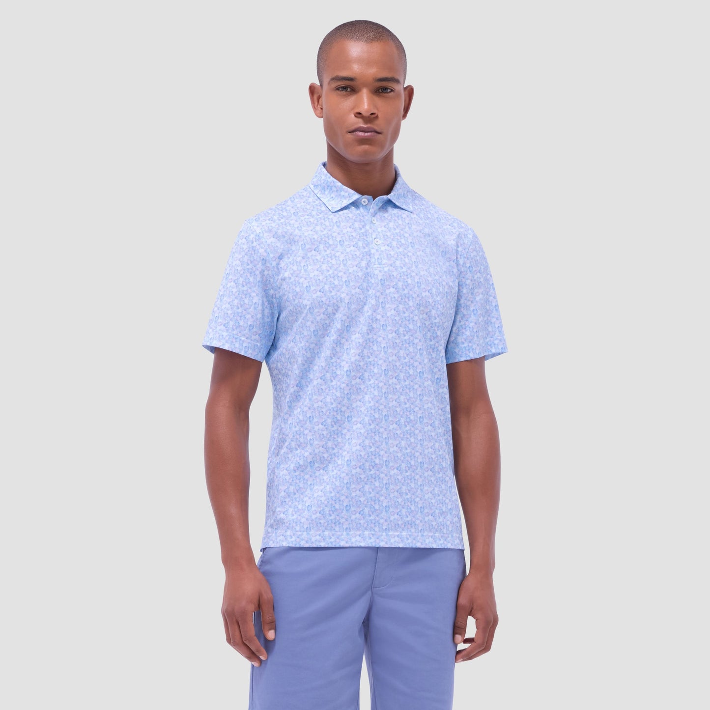 Bugatchi Victor Leaf Print OoohCotton® Polo Shirt Ice