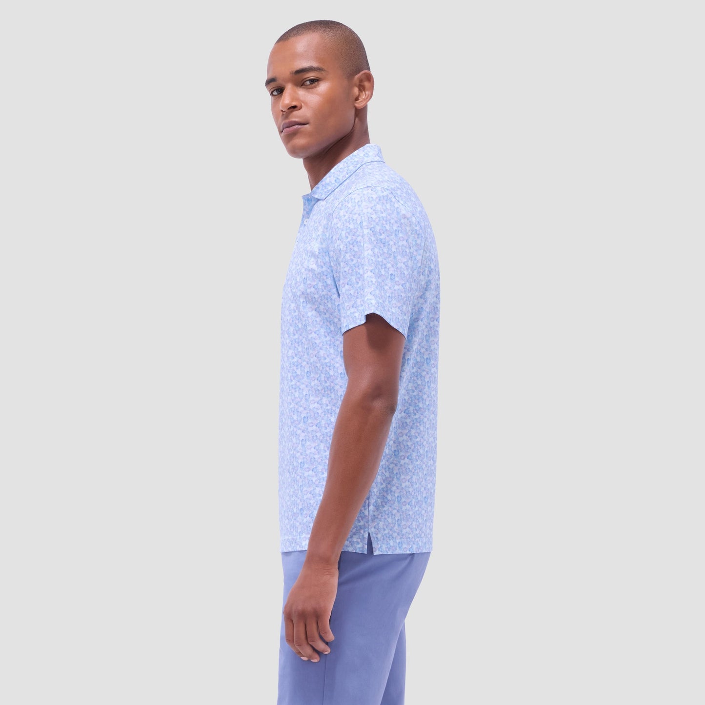 Bugatchi Victor Leaf Print OoohCotton® Polo Shirt Ice