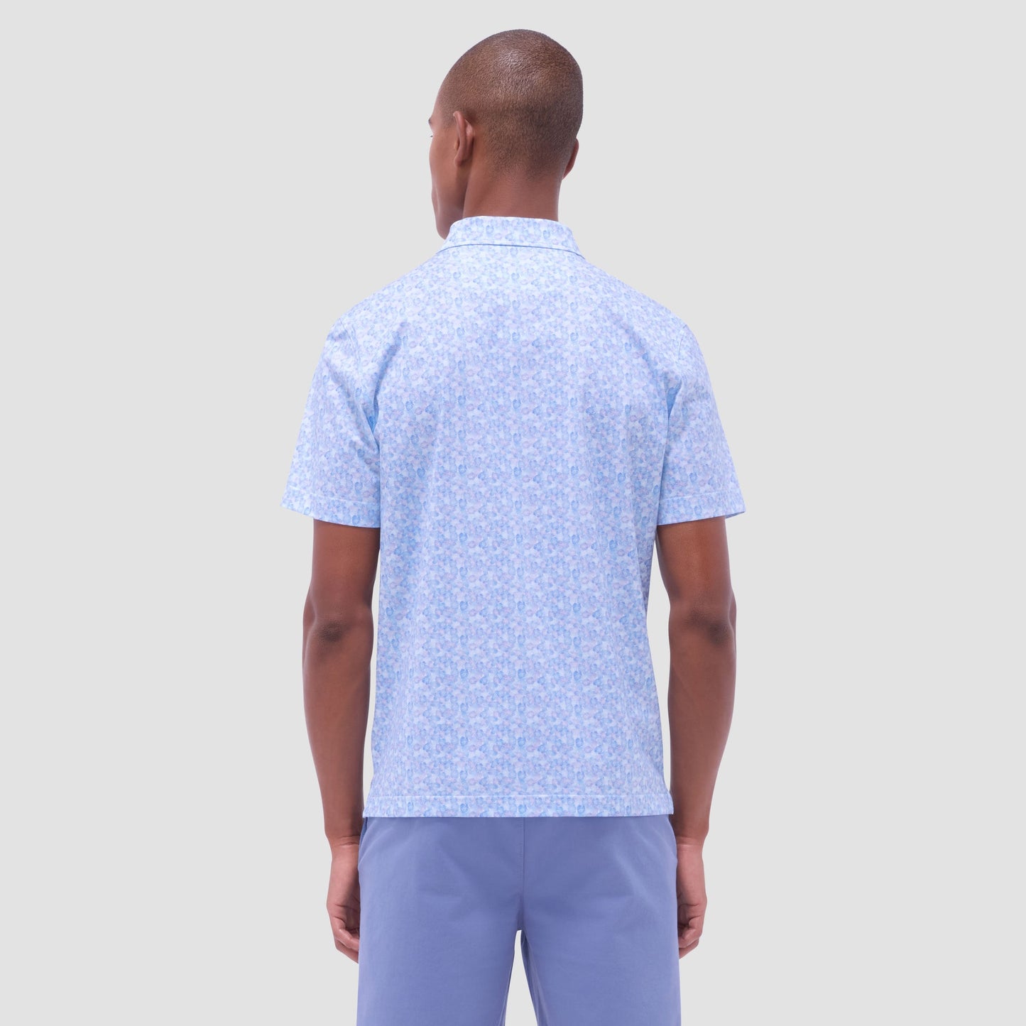 Bugatchi Victor Leaf Print OoohCotton® Polo Shirt Ice